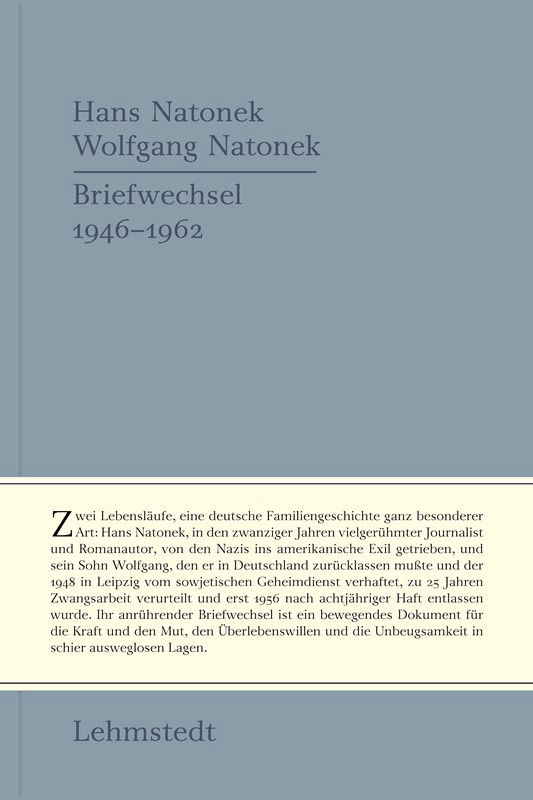 Hans Natonek, Wolfgang Natonek: Briefwechsel